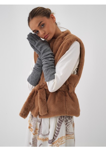 Kadın Camel Formunu Koruyan Regular Fit Yelek indirimleri