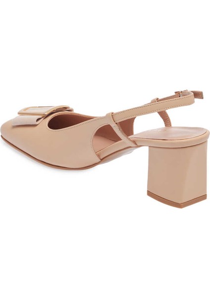 Pudra Hakiki Deri Kadın Topuklu Ayakkabı - K24I1AY67168-L5C