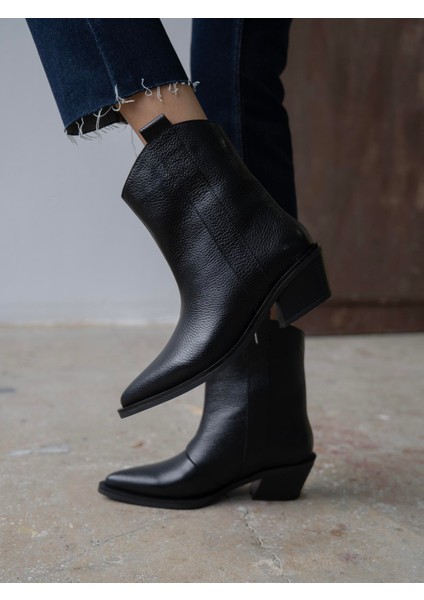 Prela Siyah Hakiki Deri Kadın Bot indirimleri
