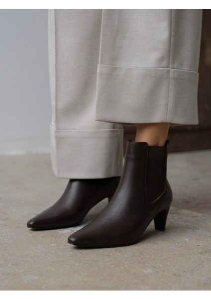 Odin Kahve Hakiki Deri Kadın Bot