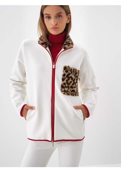 Kadın Ekru Pamuk Dokulu Oversize Sweatmont indirimleri