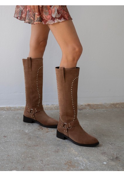 Faren Camel Süet Zımbalı Hakiki Deri Kadın Çizme fiyatları
