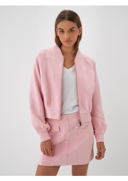 Kadın Pembe Pamuk Dokulu Regular Fit Sweatmont indirimleri
