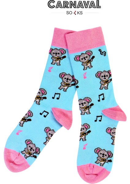 5\'li Koala Story Desenli Renkli Unisex Kutulu Çorap Seti