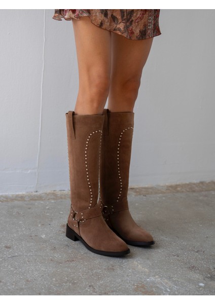 Faren Camel Süet Zımbalı Hakiki Deri Kadın Çizme indirimleri