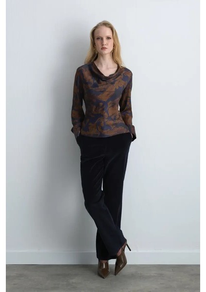 Anka Koleksiyonu Viskon Saten Degaje Bluz - Kahverengi fiyatları