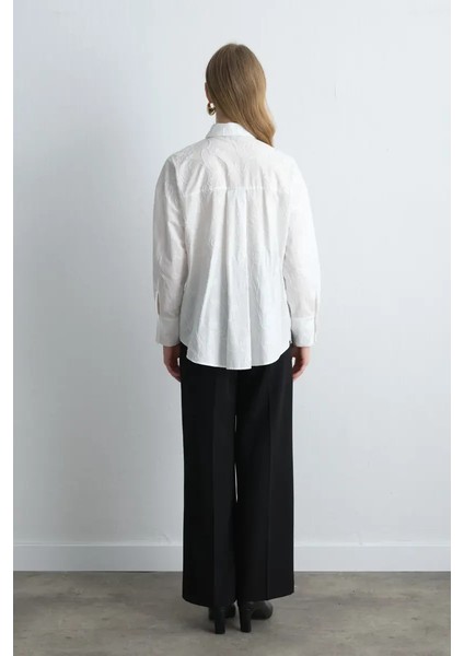 Nakışlı Koton Gömlek - Beyaz indirimleri