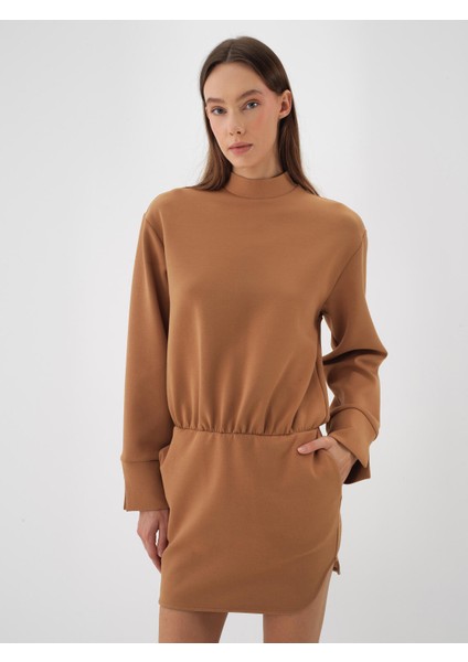 Kadın Camel Pamuk Dokulu Oversize Elbise indirimleri