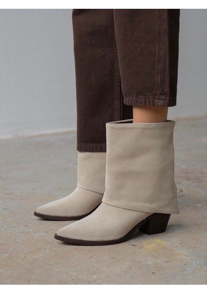 Plen Bej Süet Hakiki Deri Kadın Bot modelleri