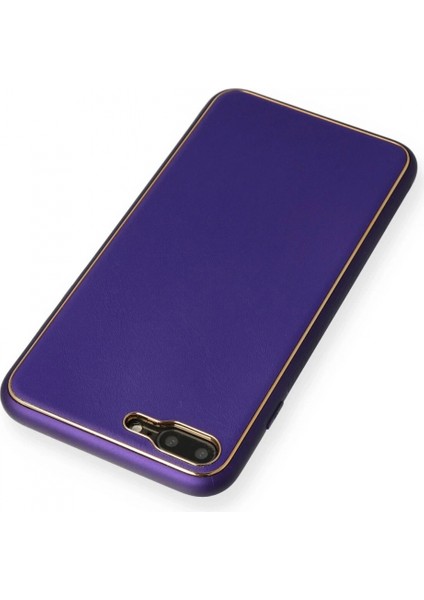 iPhone 7 Plus Kılıf Coco Deri Silikon Kapak - Mor modelleri