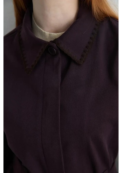 Anka Koleksiyonu Nakışlı Kanvas Ceket - Mürdüm modelleri