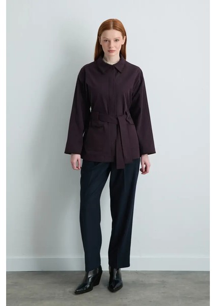 Anka Koleksiyonu Nakışlı Kanvas Ceket - Mürdüm fırsatları