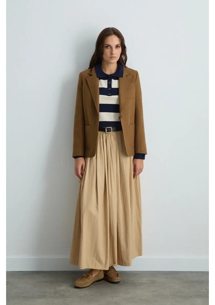 Yünlü Blazer Ceket - Camel
