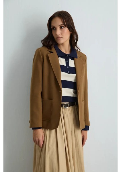 Yünlü Blazer Ceket - Camel fiyatları