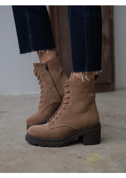 Nokka Camel Süet Hakiki Deri Kadın Bot indirimleri