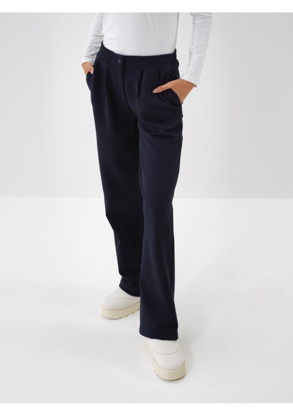 Kadın Lacivert Pamuk Dokulu Oversize Sweat Pantolon