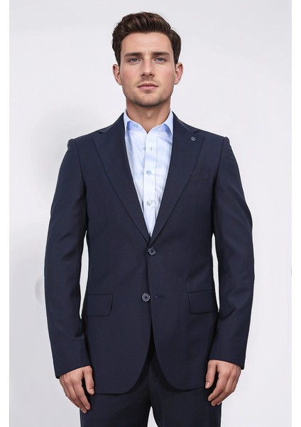 Slim Fit Mono Yaka Koyu Lacivert Takım Elbise fiyatları