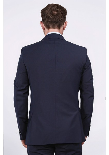 Slim Fit Mono Yaka Koyu Lacivert Takım Elbise fırsatları