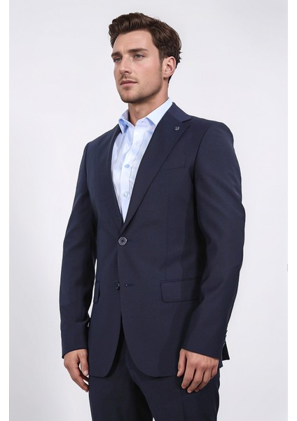 Slim Fit Mono Yaka Koyu Lacivert Takım Elbise indirimleri