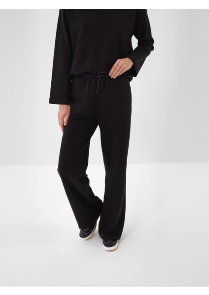 Kadın Siyah Pamuk Dokulu Oversize Sweat Pantolon