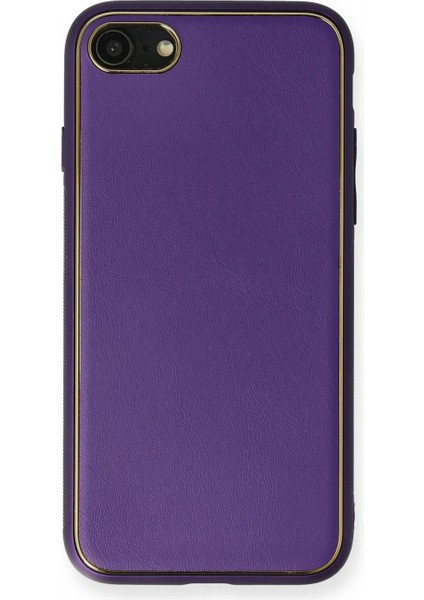 iPhone 7 Kılıf Coco Deri Silikon Kapak - Mor