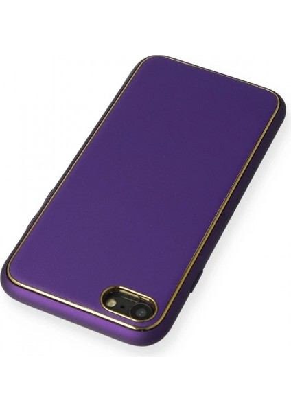 iPhone 7 Kılıf Coco Deri Silikon Kapak - Mor modelleri