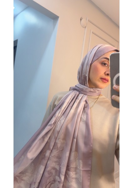 Çiçekli Şal , Soft Şal, Açık Mor Renk Şal