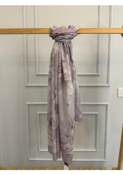 Çiçekli Şal , Soft Şal, Açık Mor Renk Şal