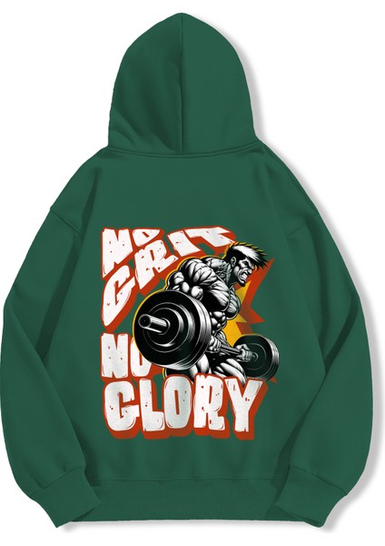 Unisex Sweatshirt Oversize Hoodie No Grit No Glory fırsatları