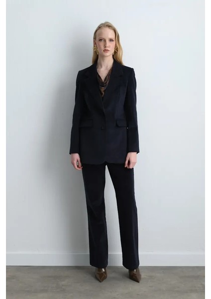 Anka Koleksiyonu Fitilli Kadife Blazer Ceket - Lacivert fiyatları