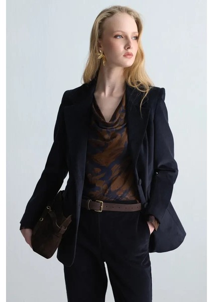 Anka Koleksiyonu Fitilli Kadife Blazer Ceket - Lacivert fırsatları