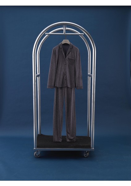 Kadın Antrasit Işıltılı Sim Detaylı Regular Fit Pantolon