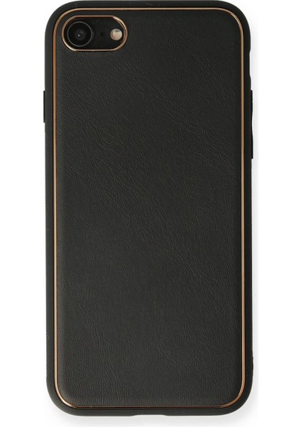 iPhone 7 Kılıf Coco Deri Silikon Kapak - Siyah