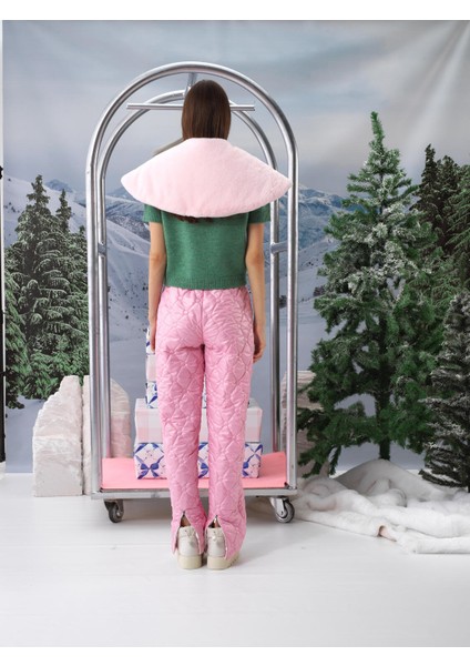 Kadın Pembe Formunu Koruyan Oversize Pantolon