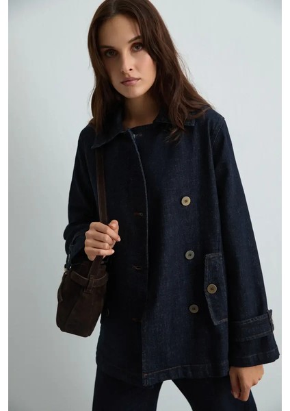 Denim Trençkot - Lacivert modelleri