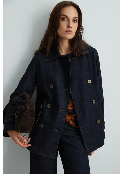 Denim Trençkot - Lacivert indirimleri