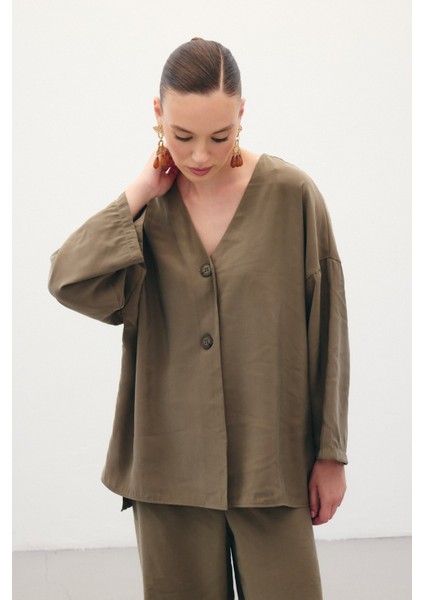 Düğmeli Kimono - Haki fiyatları