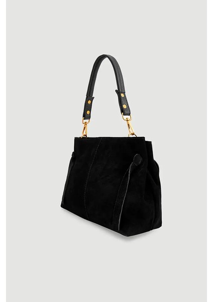 Zımbalı Süet Çanta - Siyah modelleri
