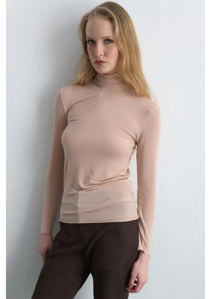 Balıkçı Yaka Kaşmir Bluz - Pudra fiyatları
