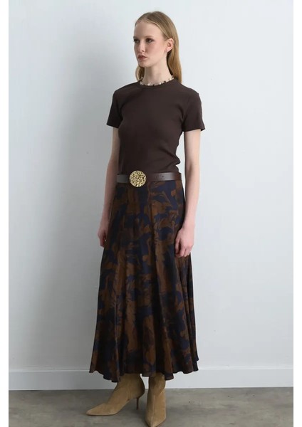 Kısa Kollu Basic Pamuk Tshirt - Kahverengi fırsatları