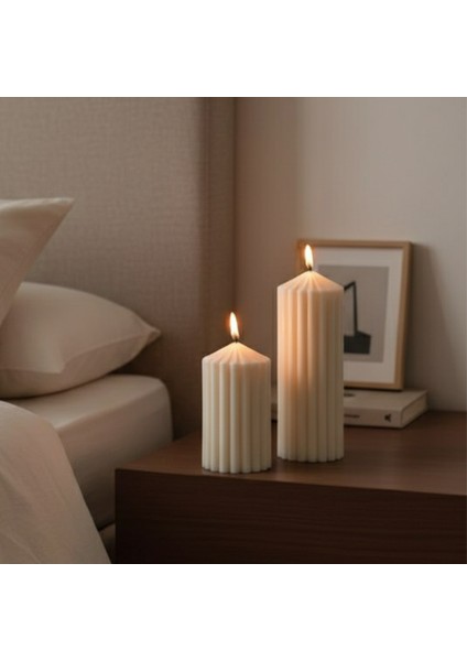 2'li Prizma Sütun Vanilya Kokulu Mum modelleri