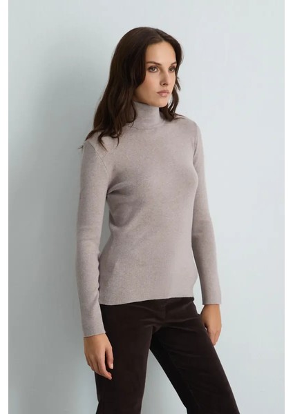 Balıkçı Yaka Basic Triko - Vizon modelleri