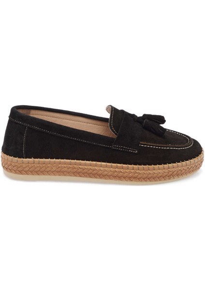 Siyah Hakiki Süet Deri Kadın Espadril - K24I1AY67227-A01