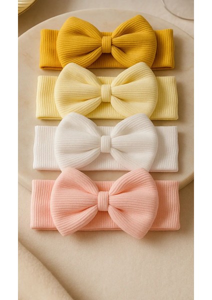 Kız Bebek & Çocuk Fiyonklu Bandana 4'lü Set / 0-2 Yaş