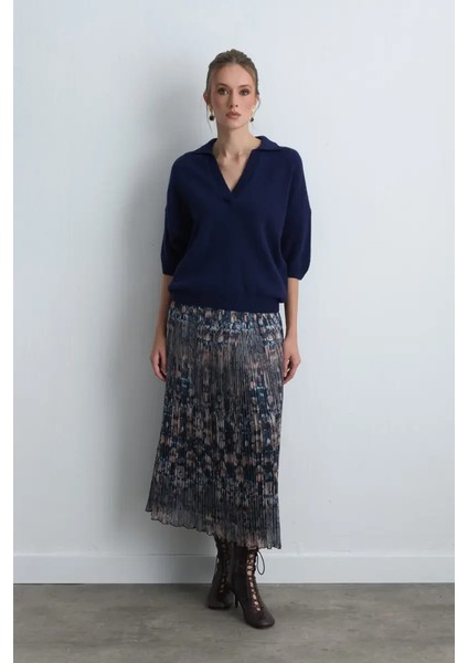 Polo Yaka Yün Triko - Lacivert fiyatları