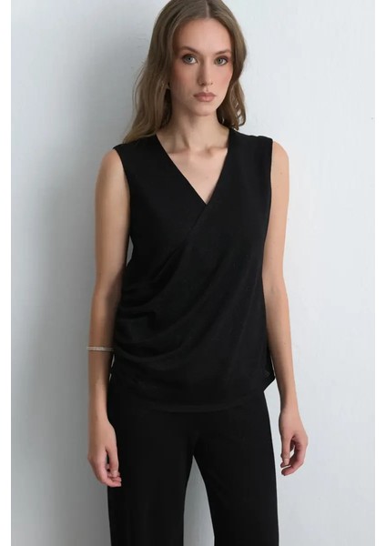 Viskon Triko Simli Bluz - Siyah modelleri