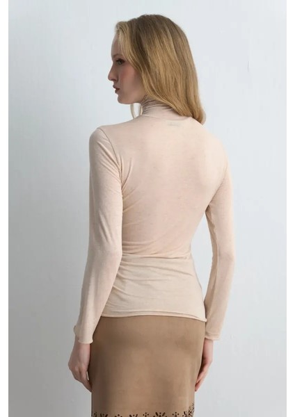 Balıkçı Yaka Kaşmir Simli Bluz - Ekru fırsatları