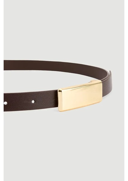 Dikdörtgen Tokalı Kemer - Kahverengi fiyatları