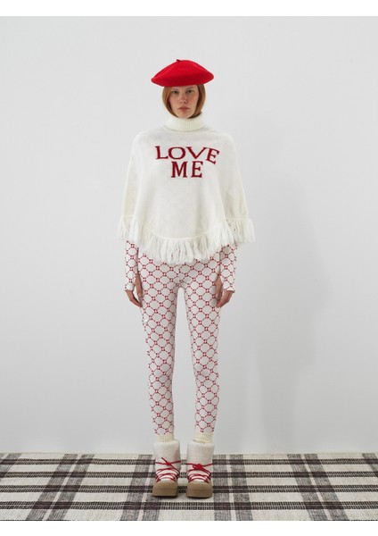 Kadın Ekru Yumuşak Dokulu Regular Fit Panço