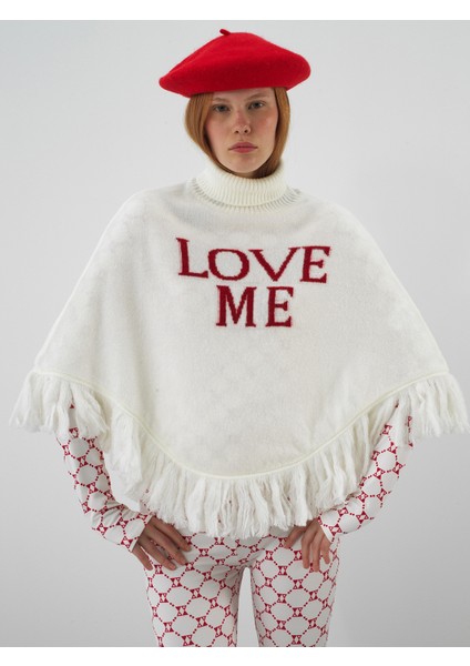 Kadın Ekru Yumuşak Dokulu Regular Fit Panço